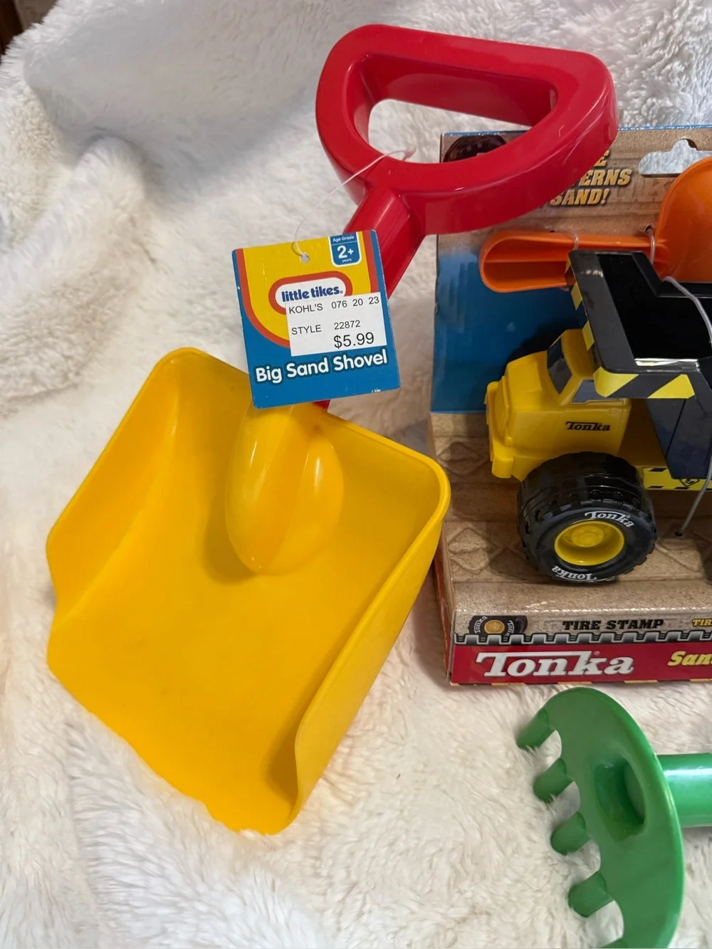 Kids Sand Toys- Tonka Dump Truck, Purple Watering Can, Rake, Yellow Sand Shovel